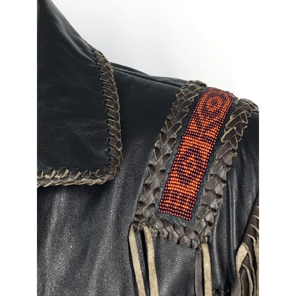 48R Scully Mens 100% Genuine Leather Ranch Western Hand Beaded 3 Button Jacket - Picture 10 of 16